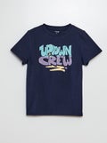 T-shirt met fantasieprint BLAUW - Kiabi