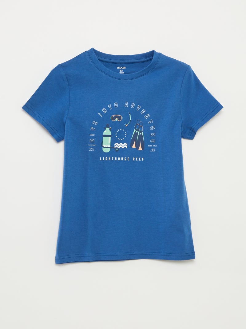 T-shirt met fantasieprint BLAUW - Kiabi