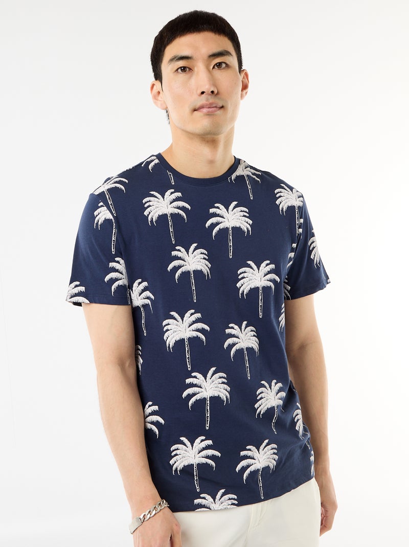 T-shirt met fantasieprint Blauw - Kiabi