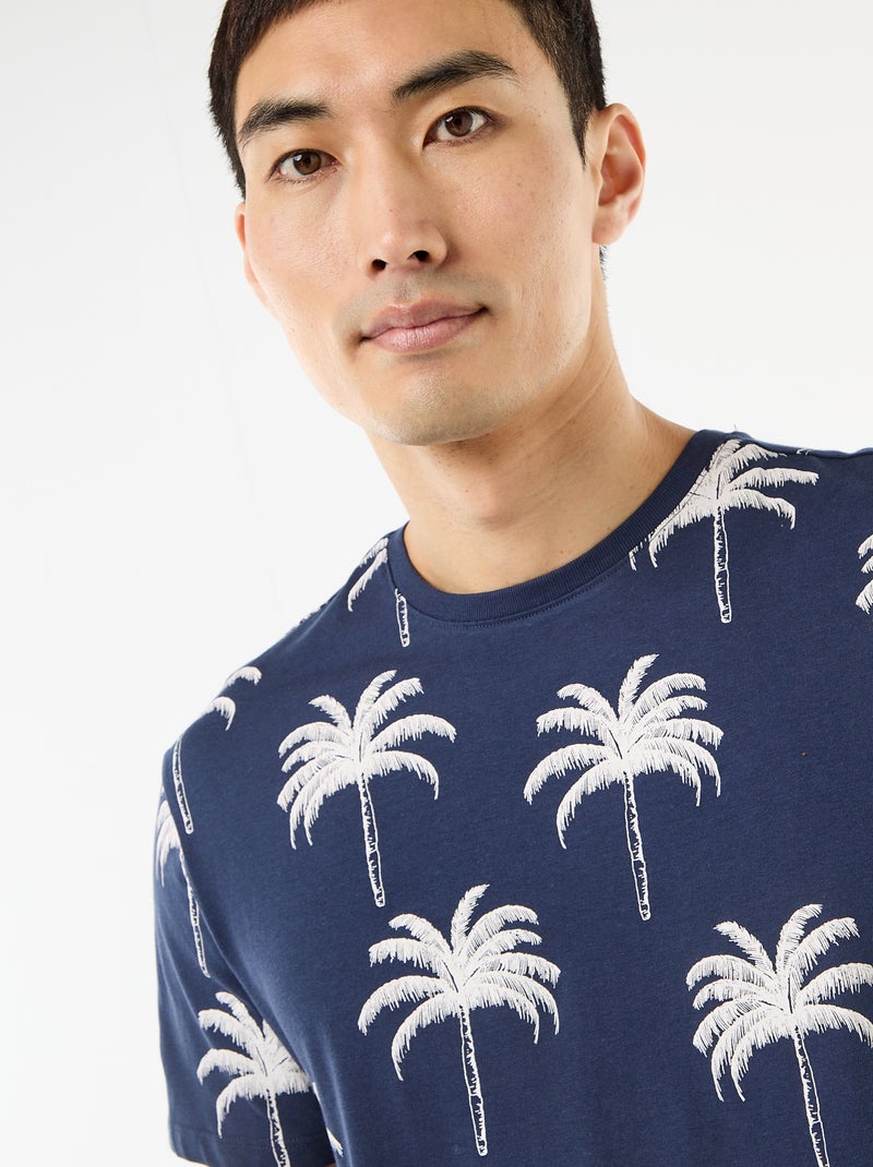 T-shirt met fantasieprint Blauw - Kiabi