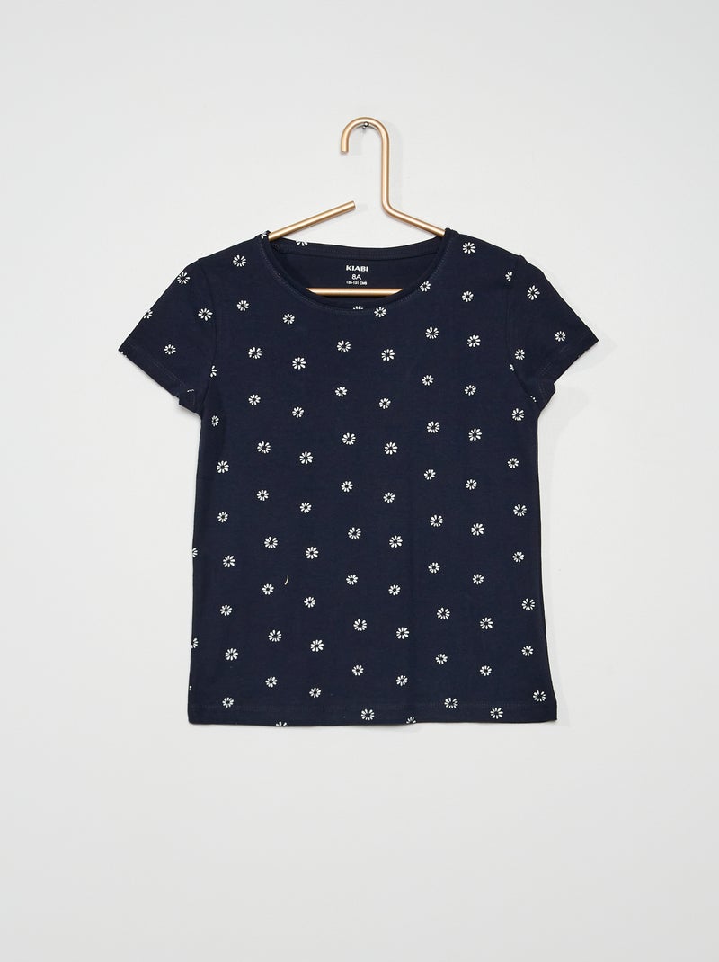 T-shirt met fantasieprint BLAUW - Kiabi
