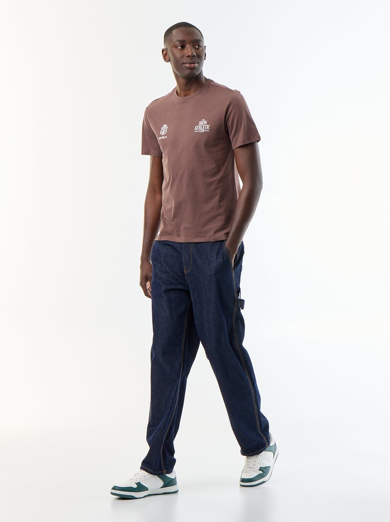 T-shirt met fantasieprint en korte mouwen Bruin - Kiabi