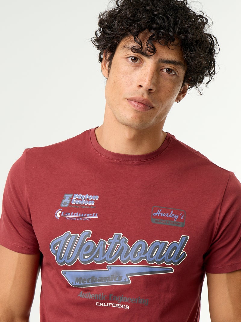 T-shirt met fantasieprint en korte mouwen Rood - Kiabi