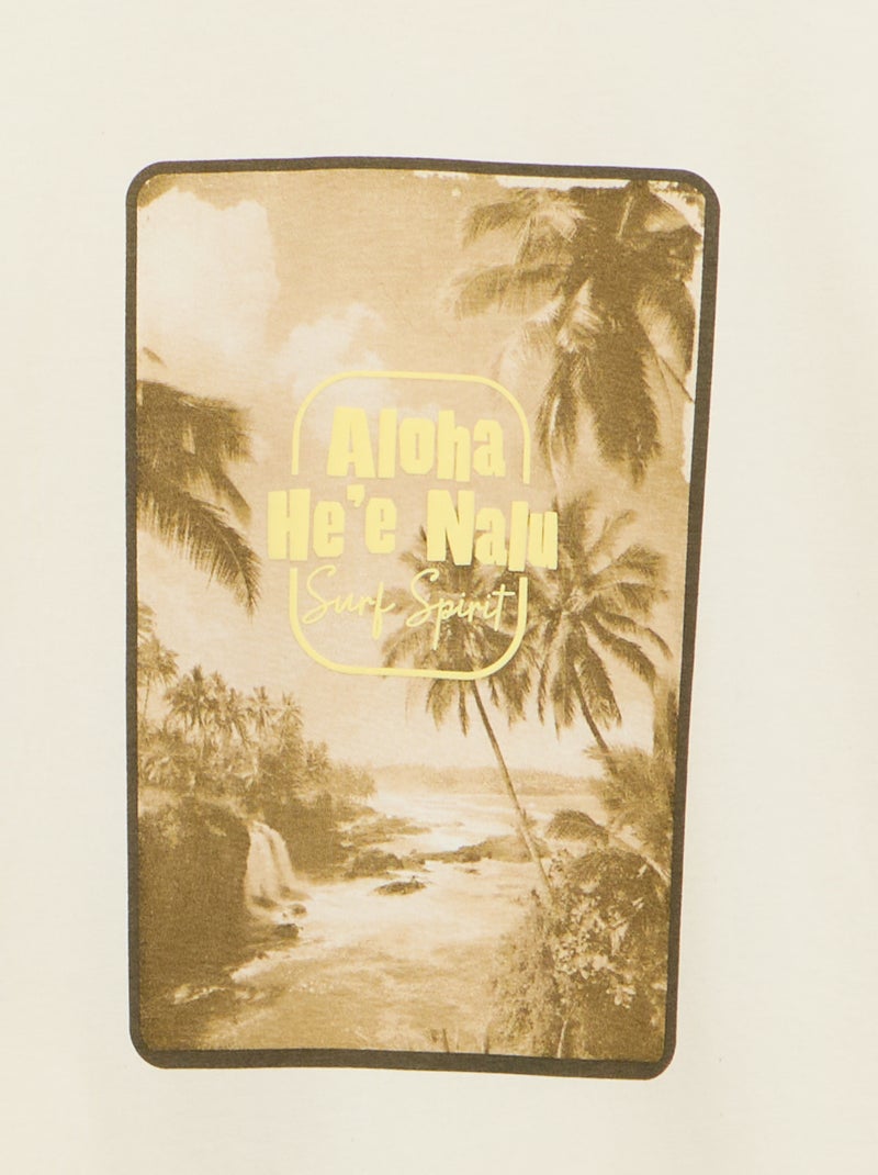 T-shirt met fantasieprint en korte mouwen Wit - Kiabi