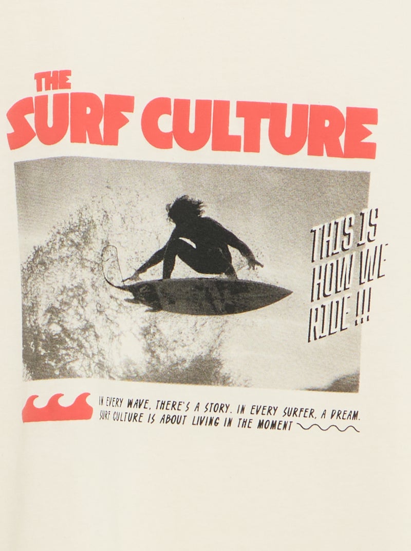 T-shirt met fantasieprint en korte mouwen Wit - Kiabi