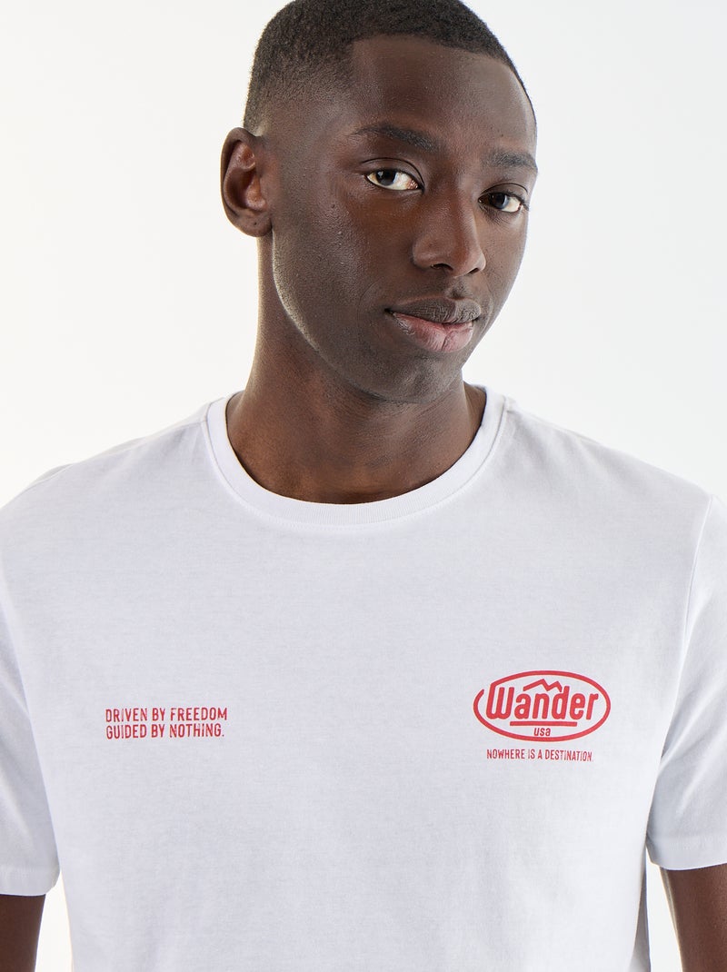 T-shirt met fantasieprint en korte mouwen Wit - Kiabi