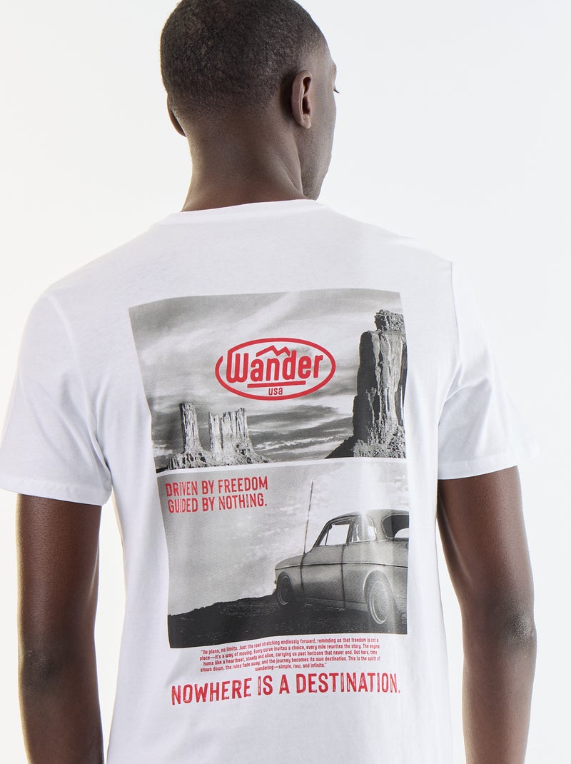 T-shirt met fantasieprint en korte mouwen Wit - Kiabi