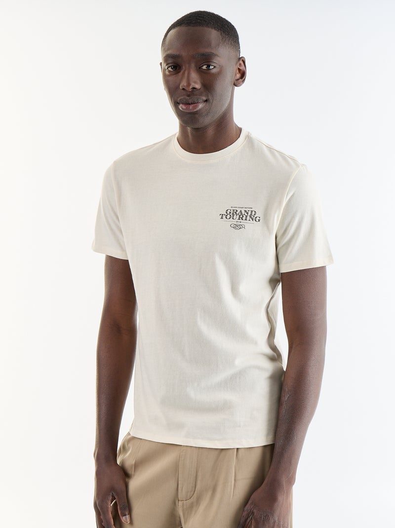 T-shirt met fantasieprint en korte mouwen Wit - Kiabi