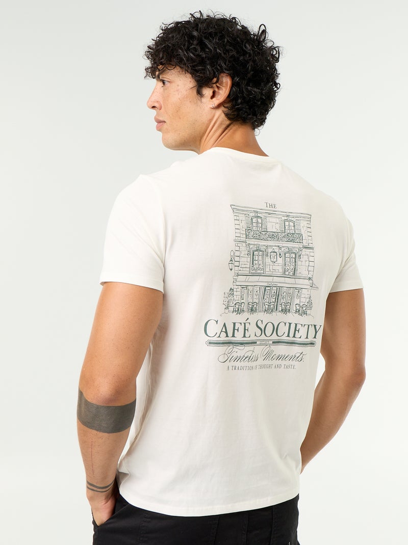 T-shirt met fantasieprint en korte mouwen Wit - Kiabi