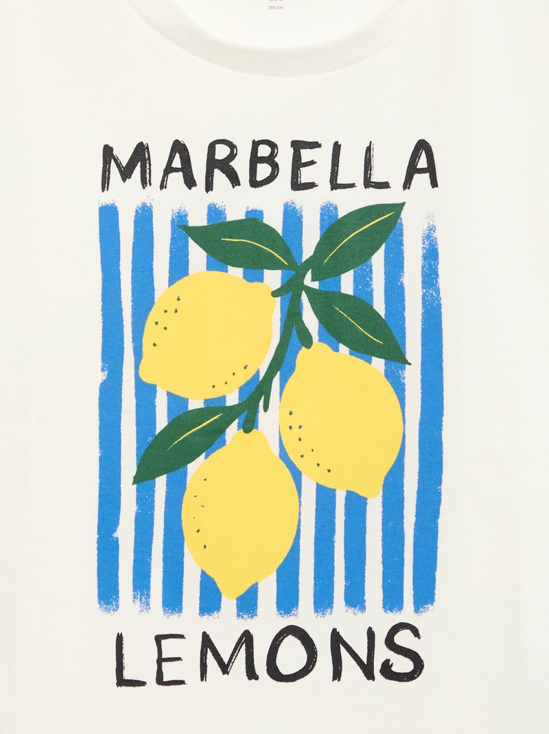 T-shirt met fantasieprint en korte mouwen Wit - Kiabi