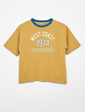 T-shirt met fantasieprint, korte mouwen en contrasterende biezen