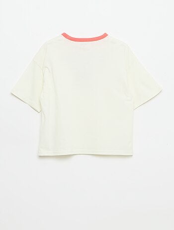 T-shirt met fantasieprint, korte mouwen en contrasterende biezen