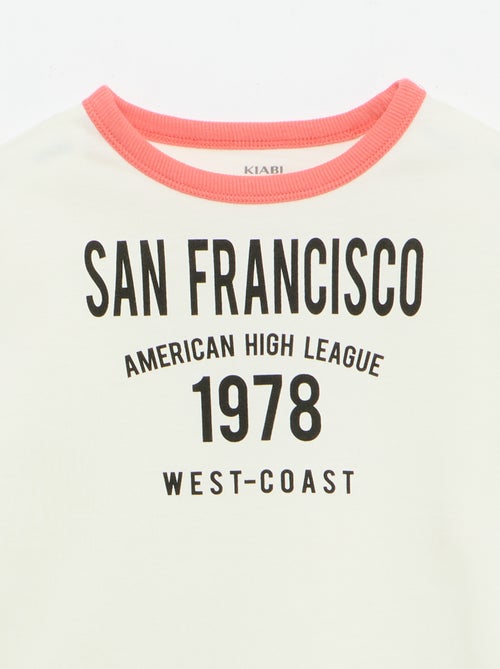 T-shirt met fantasieprint, korte mouwen en contrasterende biezen - Kiabi