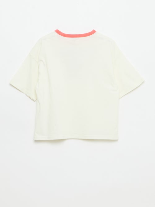 T-shirt met fantasieprint, korte mouwen en contrasterende biezen - Kiabi