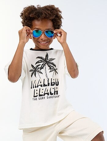 T-shirt met fantasieprint, korte mouwen en contrasterende biezen