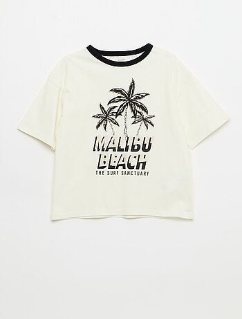 T-shirt met fantasieprint, korte mouwen en contrasterende biezen