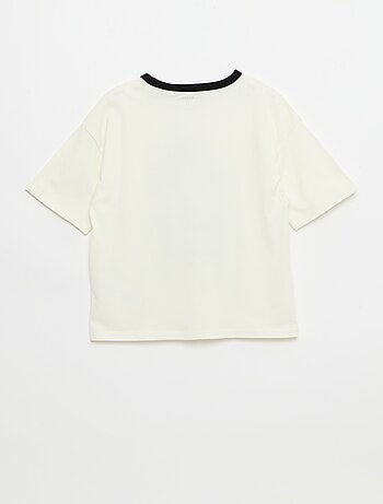 T-shirt met fantasieprint, korte mouwen en contrasterende biezen