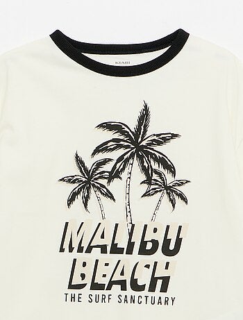 T-shirt met fantasieprint, korte mouwen en contrasterende biezen