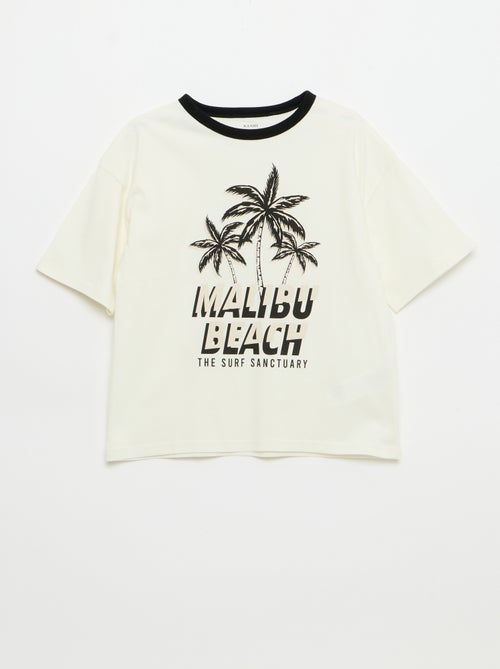 T-shirt met fantasieprint, korte mouwen en contrasterende biezen - Kiabi
