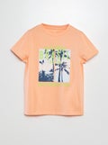 T-shirt met fantasieprint ORANJE - Kiabi