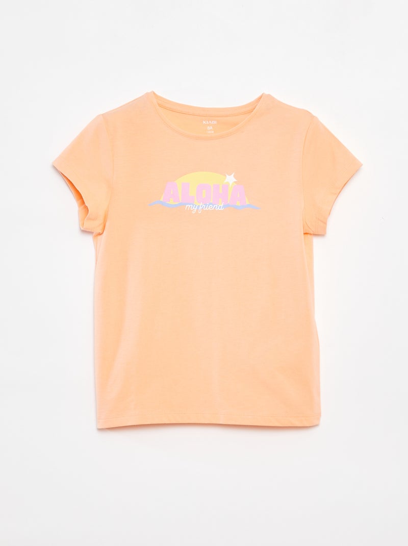T-shirt met fantasieprint ORANJE - Kiabi
