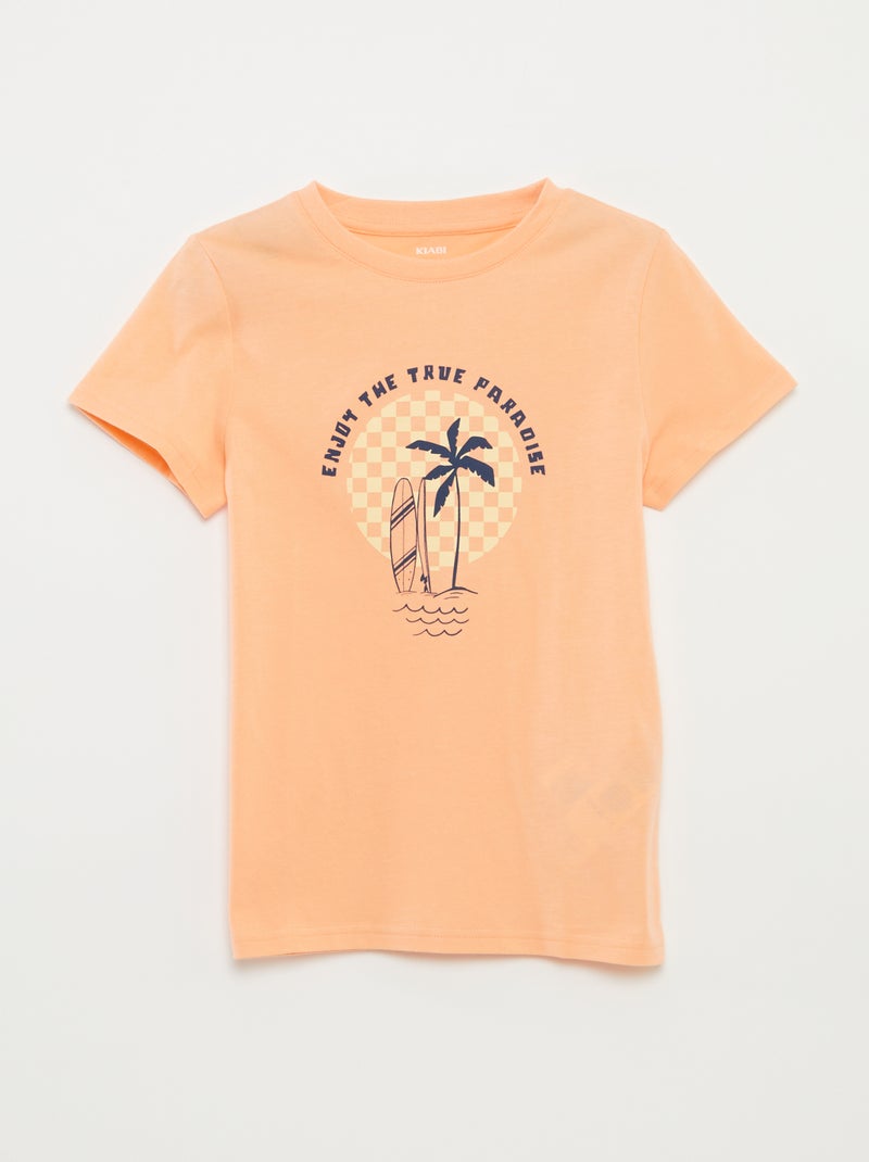 T-shirt met fantasieprint ORANJE - Kiabi