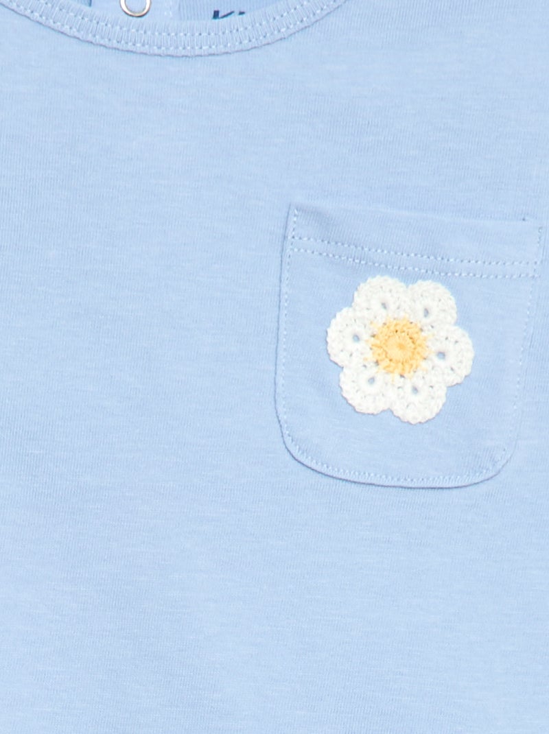 T-shirt met fantasiezakje en borduurwerk Blauw - Kiabi