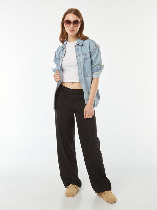 T-shirt met fijn ajourmotiefje en korte mouw - Kiabi