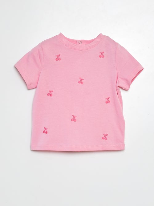 T-shirt met geborduurde motiefjes - Kiabi