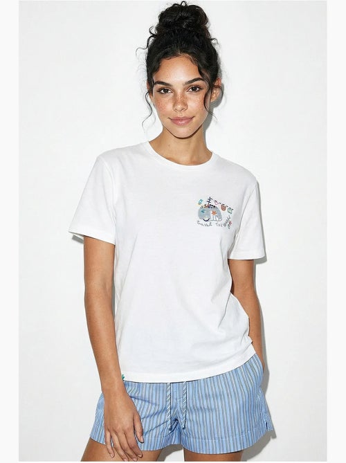 T-shirt met geborduurde ronde hals lucci - Kiabi