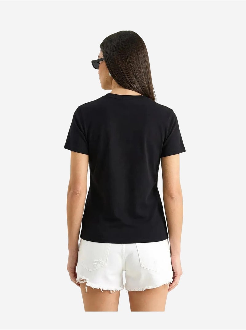 T-shirt met geborduurde ronde hals lucci Zwart - Kiabi