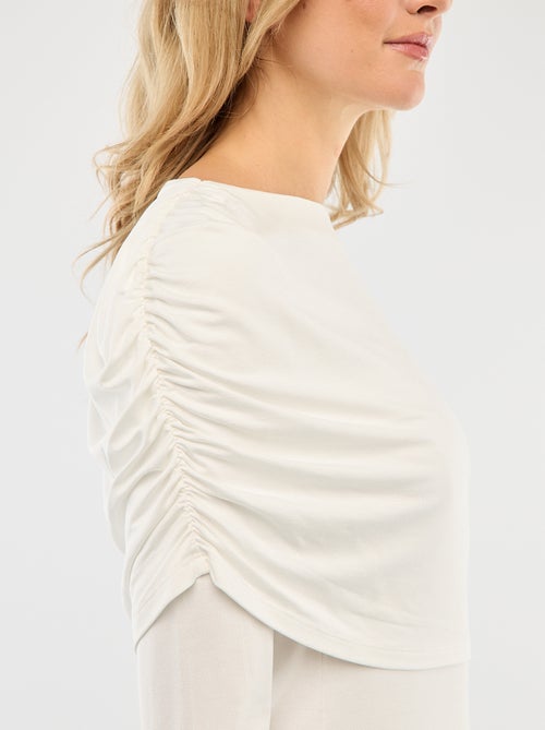 T-shirt met gedrapeerde boothals - Kiabi