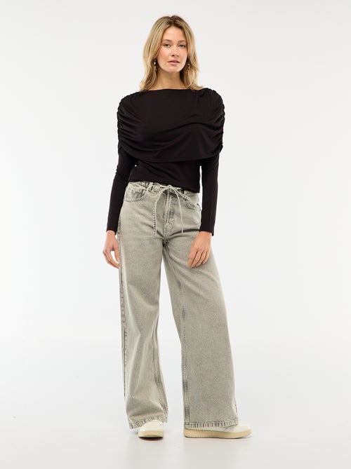 T-shirt met gedrapeerde boothals - Kiabi