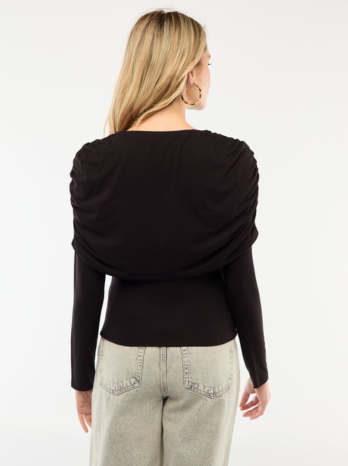 T-shirt met gedrapeerde boothals - Kiabi