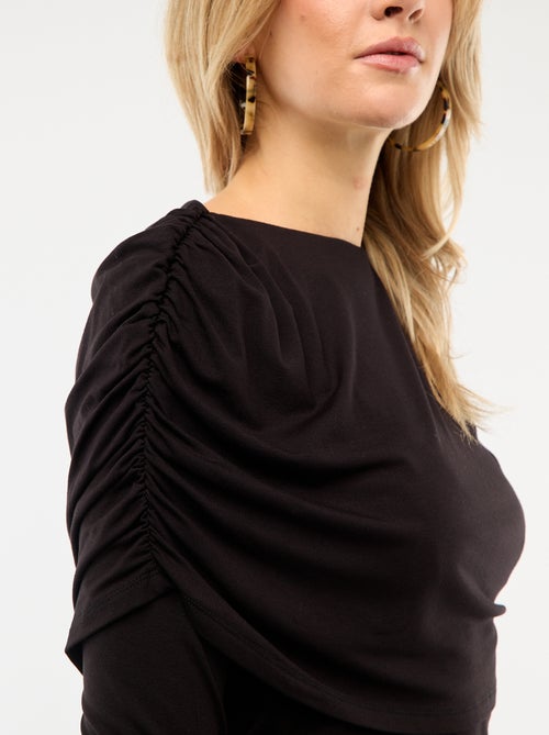 T-shirt met gedrapeerde boothals - Kiabi