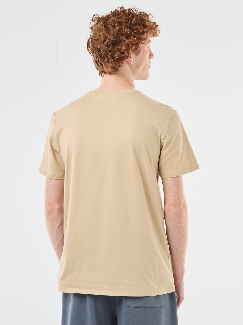T-shirt met geplaatste print van effen katoen Biege - Kiabi