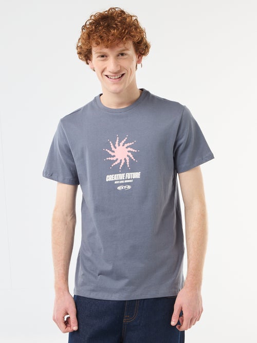 T-shirt met geplaatste print van effen katoen - Kiabi