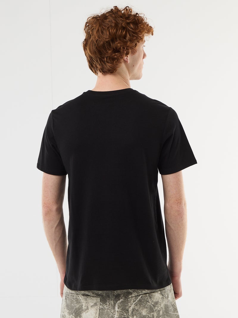 T-shirt met geplaatste print van effen katoen Zwart - Kiabi