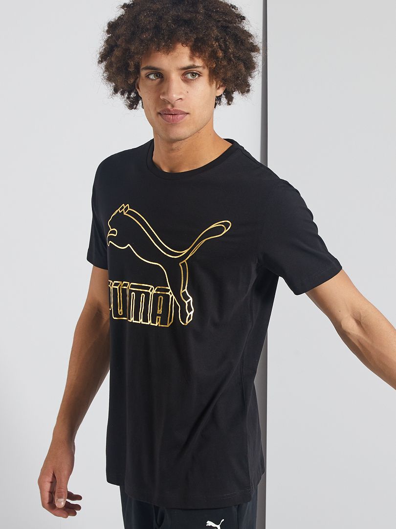 Schots Infecteren Waar T-shirt met goudkleurig logo van 'Puma' - zwart - Kiabi - 25.00€