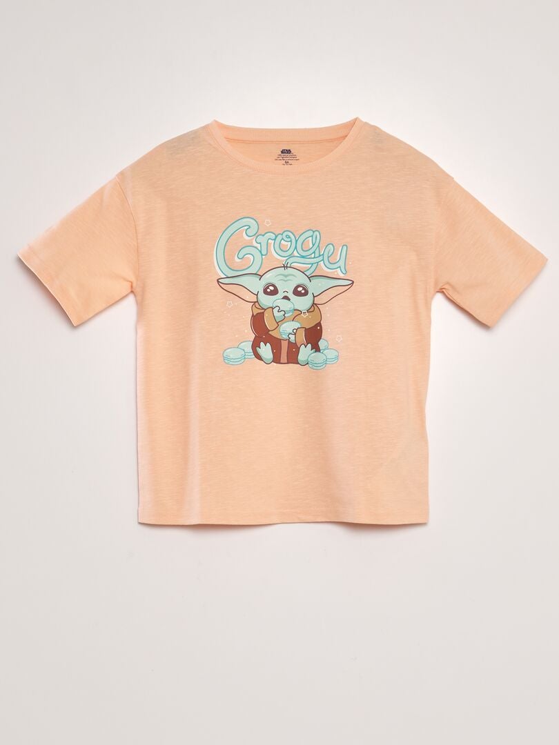 T-shirt met Grogu/Star Wars-print ORANJE - Kiabi