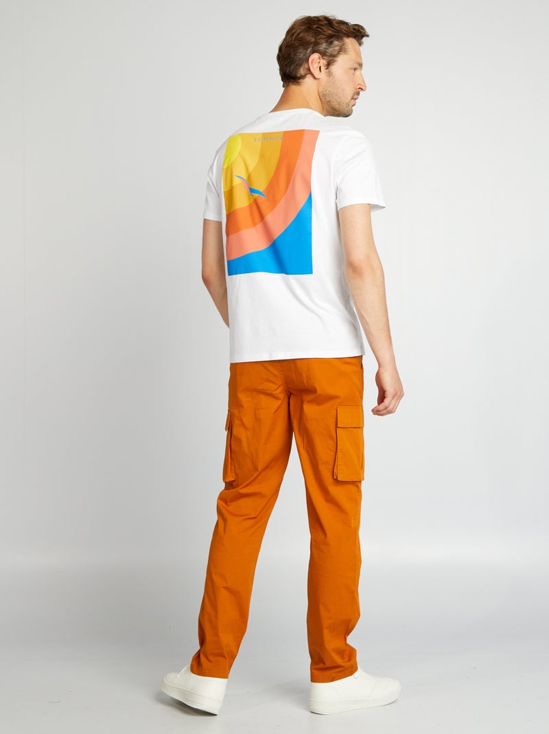 T-shirt met grote print op de rug WIT - Kiabi