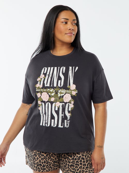 T-shirt met Guns N' Roses-print en korte mouw - Kiabi