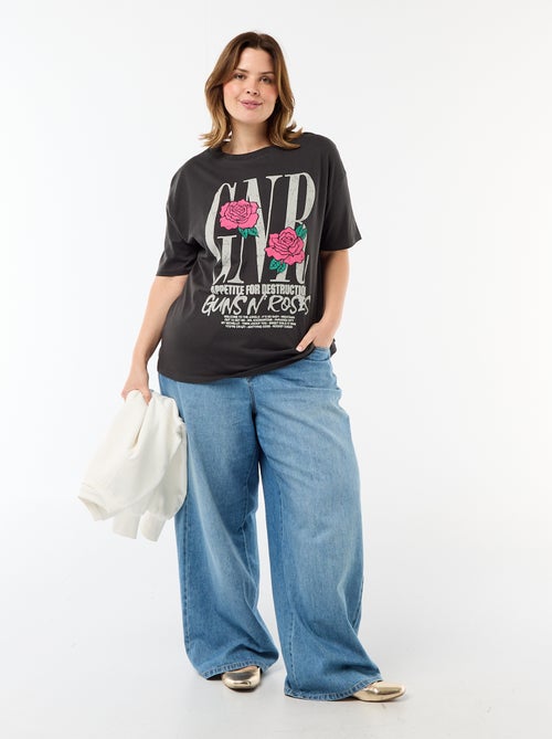 T-shirt met 'Guns N'Roses'-print en korte mouwen - Kiabi