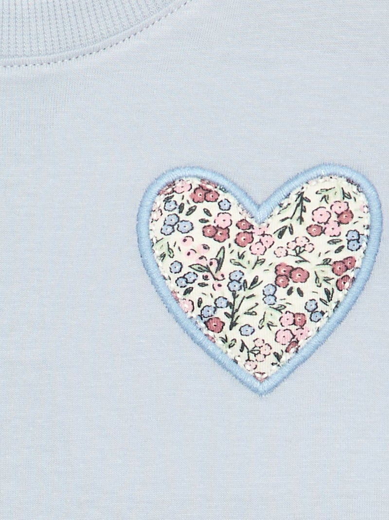 T-shirt met hartjespatch op de borst Blauw - Kiabi