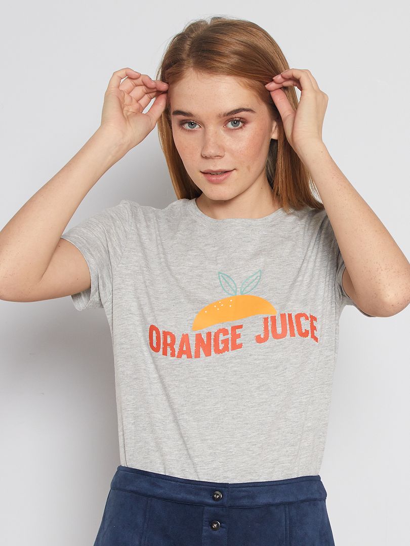 T-shirt met hartjesprint oranje - Kiabi