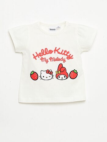 T-shirt met 'Hello Kitty'-reliëfprint