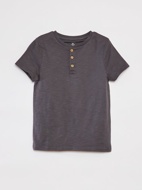 T-shirt met henleykraag en korte mouw - Kiabi
