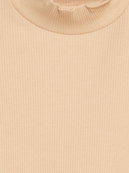 T-shirt met hoge kraag van ribstof - Kiabi