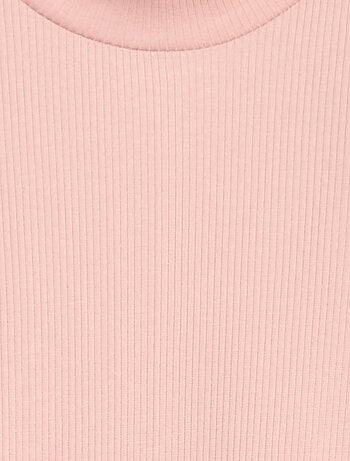 T-shirt met hoge kraag van ribstof