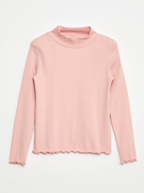 T-shirt met hoge kraag van ribstof - Kiabi